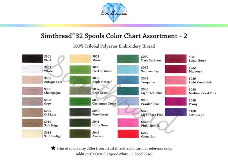 Simthread 32 Madeira Colors Polyester Embroidery Machine Thread Kit 500M (550Y) Each Spool Similar to Madeira Robinson-Anton Colors - Assorted Color 2 - Image 4